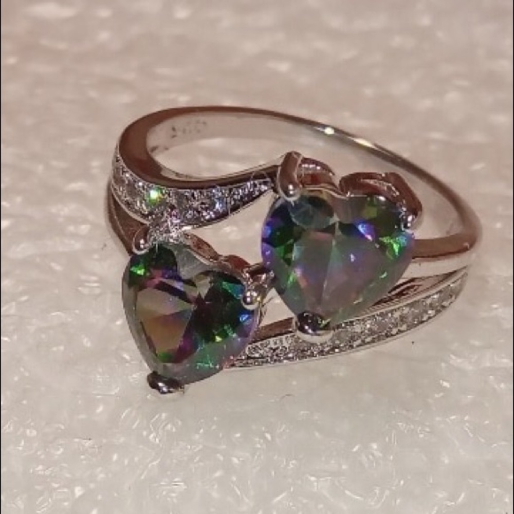 Rainbow heart plated ring